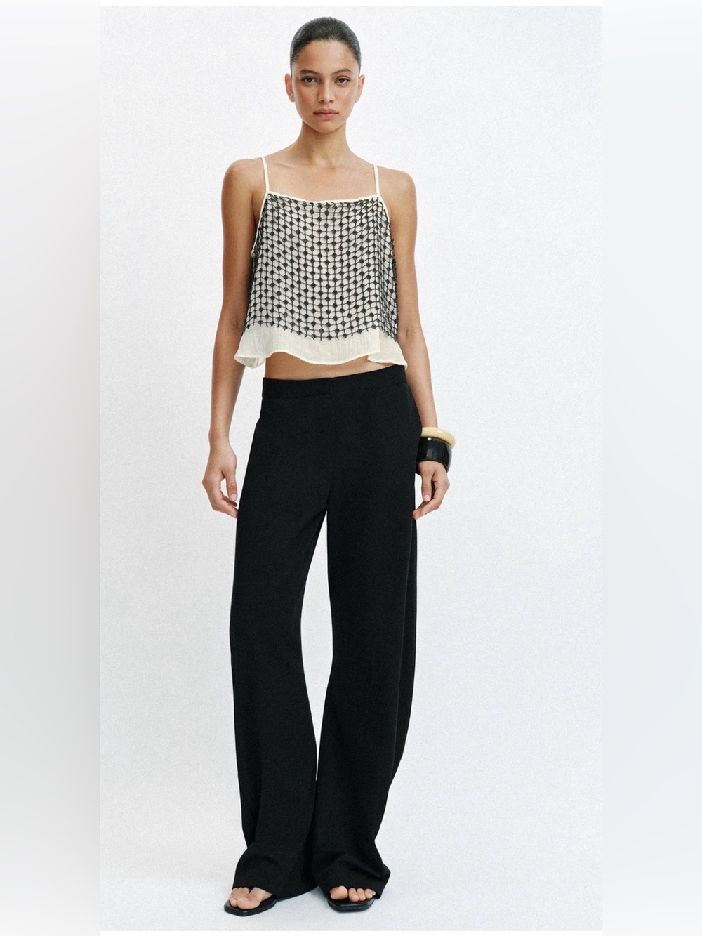 Zara Black Mid-rise Barrel Pants SZ XS
